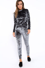 Charcoal Crushed Velvet Tracksuit - Romy-Tracksuits
