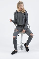 Charcoal Distressed Hoodie Tracksuit - Mollie-Tracksuits