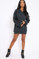 Charcoal Distressed Oversized Hoodie - Khloe-Jumper