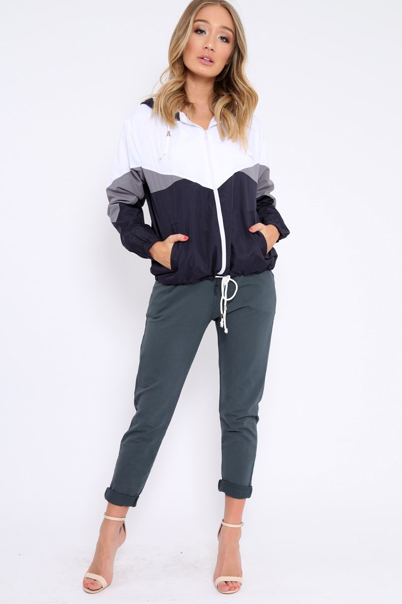 Charcoal Elasticated Tie Waist Joggers - Cerena-Trousers