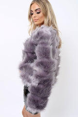 Charcoal Faux Fur Jacket - Amaria-Jackets