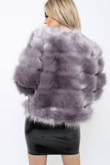 Charcoal Faux Fur Jacket - Amaria-Jackets