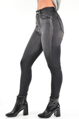 Charcoal Grey Washed Skinny Jeans - Marena-Jeans