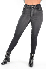 Charcoal Grey Washed Skinny Jeans - Marena-Jeans