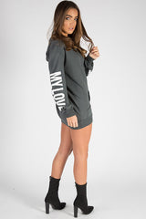 Charcoal 'My Love' Slogan Oversized Hoodie - Tish-Loungewear