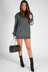 Charcoal 'My Love' Slogan Oversized Hoodie - Tish-Loungewear