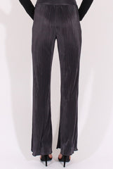 Charcoal Pleated Long High Waisted Trousers - Jojo-Trousers