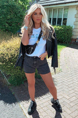 Charcoal Raw Hem High Waist Denim Shorts - Atlanta-Shorts