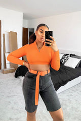 Charcoal Raw Hem Longline Denim Shorts - Melissa-Shorts