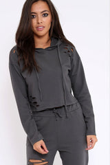 Charcoal Ripped Loungewear Set - Natalia-Loungewear