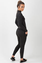 Charcoal Soft Cut Out Choker Neck Tracksuit - Lily-Tracksuits