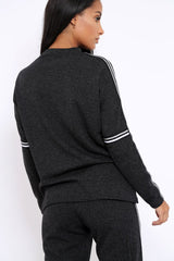 Charcoal Sparkle Striped Loungewear Set - Shellie-Loungewear