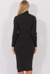 Charcoal Turtleneck Knitted Maxi Dress - Cece-Dresses