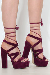 Charles Purple Suede Lace Up Heels-Heels