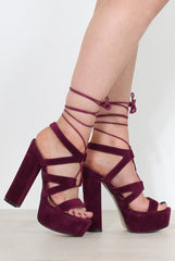 Charles Purple Suede Lace Up Heels-Heels