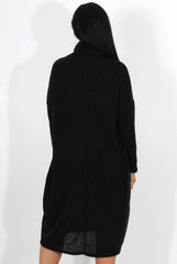 Charley Black Cowl Neck Oversized Jumper Dress-Dresses