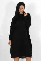 Charley Black Cowl Neck Oversized Jumper Dress-Dresses
