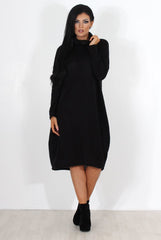 Charley Black Cowl Neck Oversized Jumper Dress-Dresses