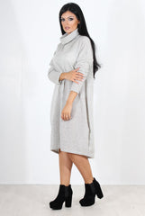 Charley Grey Cowl Neck Oversized Jumper Dress-Dresses