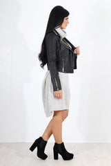 Charley Grey Cowl Neck Oversized Jumper Dress-Dresses