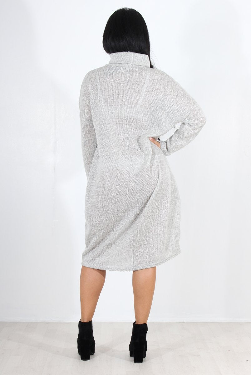 grey cowl neck jumper dress Brave Soul Tall soda cowl neck jumper dress in grey
