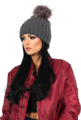 Charlie Grey Faux Fur Bobble Hat-Dresses