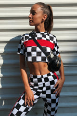 Checker Board and Red Contrast Stripe Co-ord - Tianie-Co-ords