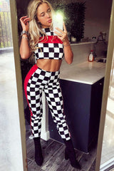 Checker Board and Red Contrast Stripe Co-ord - Tianie-Co-ords