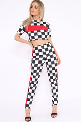 Checker Board and Red Contrast Stripe Co-ord - Tianie-Co-ords