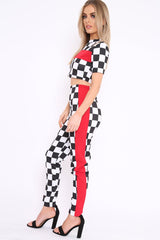 Checker Board and Red Contrast Stripe Co-ord - Tianie-Co-ords