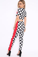 Checker Board and Red Contrast Stripe Co-ord - Tianie-Co-ords
