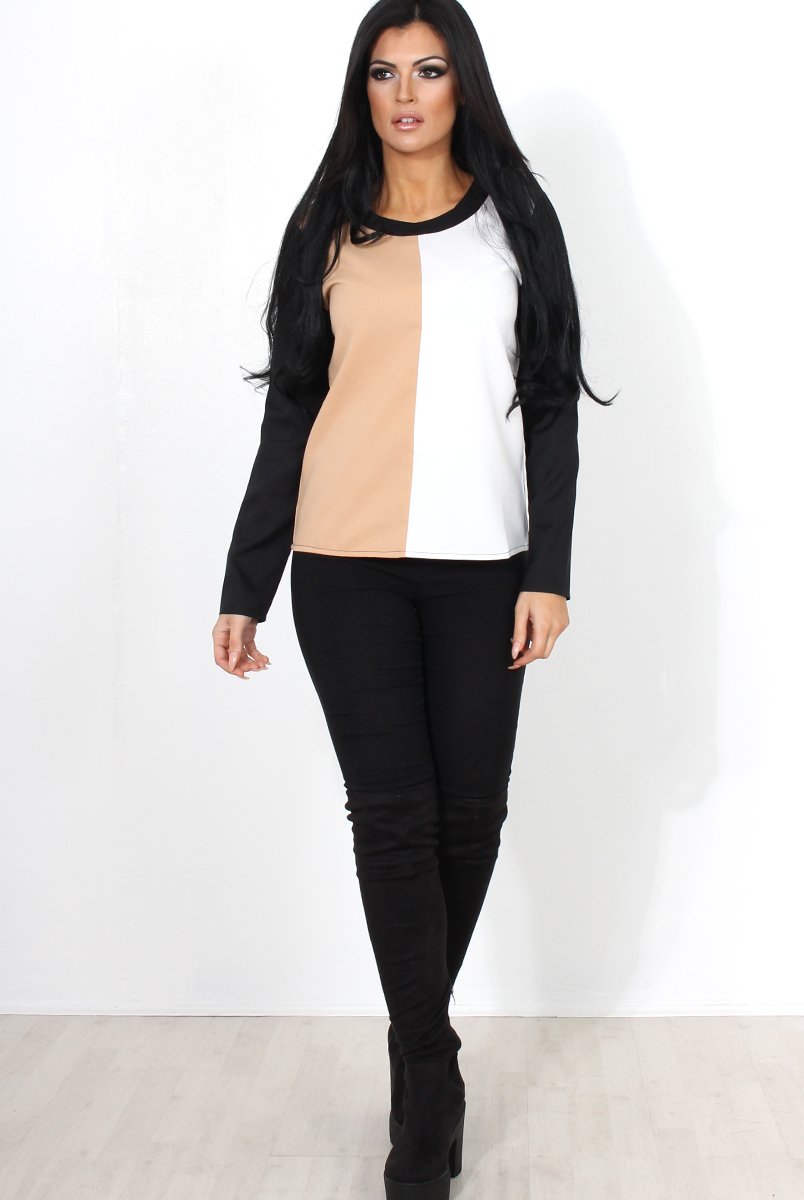 Chernice Nude Panel Top-Tops