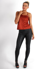 Cherry Rust Tie Back Top-Tops