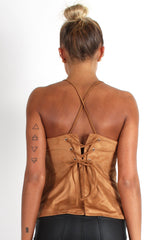 Cherry Tan Tie Back Top-Tops