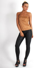 Cherry Tan Tie Back Top-Tops