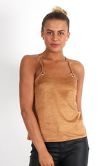 Cherry Tan Tie Back Top-Tops