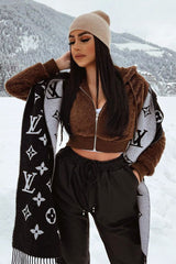Chocolate Cropped Teddy Zip Up Hoodie - Cheryl-Hoodies