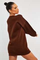 Chocolate Front Pocket Sweatshirt Mini Dress - Niamh-Dresses
