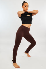 Chocolate High Waist Jersey Leggings - Kirsty-Leggings