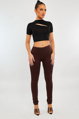 Chocolate High Waist Jersey Leggings - Kirsty-Leggings