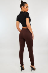 Chocolate High Waist Jersey Leggings - Kirsty-Leggings