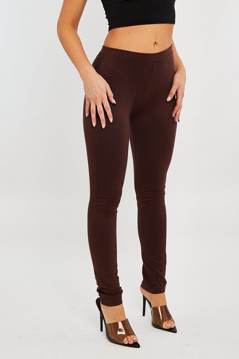 Chocolate High Waist Jersey Leggings - Kirsty-Leggings