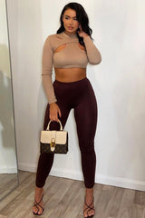 Chocolate High Waist Jersey Leggings - Kirsty-Leggings