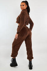 Chocolate Oversized Teddy Joggers - Havana-Joggers