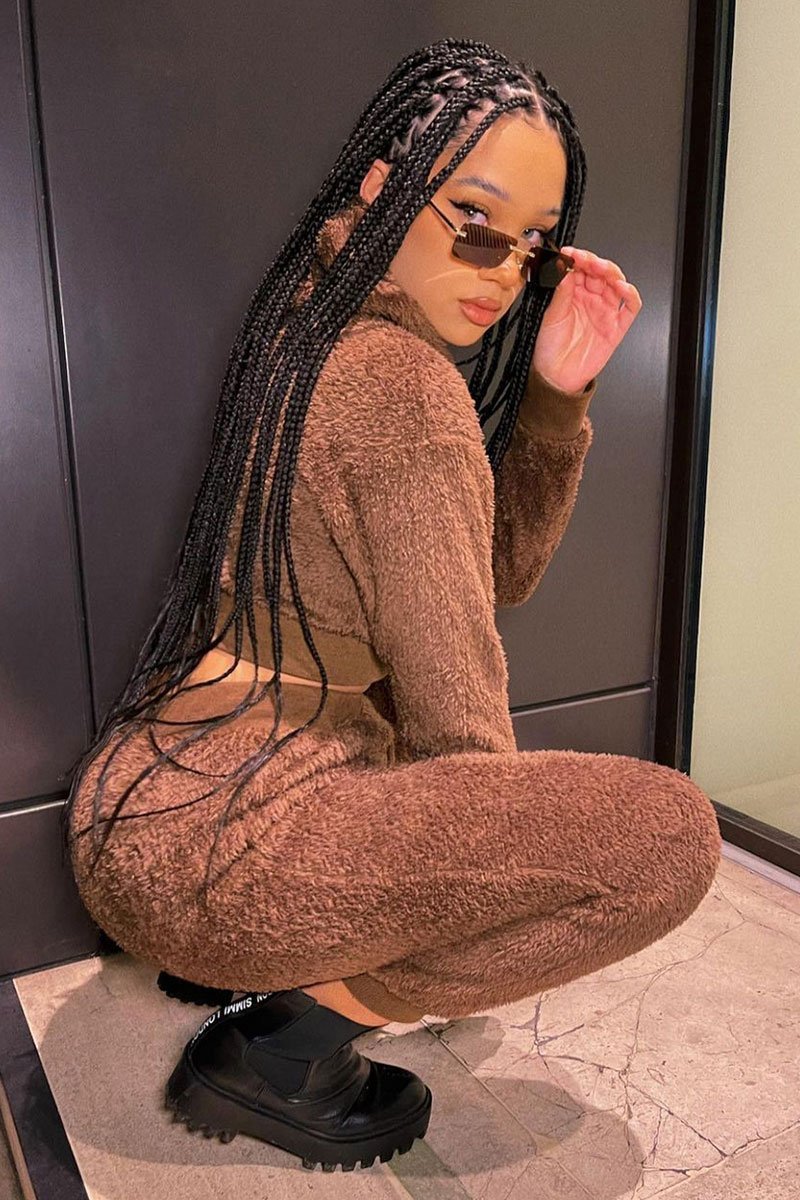 Chocolate Oversized Teddy Joggers - Havana-Joggers