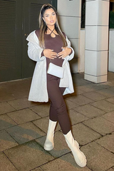 Chocolate Rib Tie Halter Neck Jumpsuit - Asha