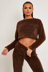 Chocolate Round Neck Teddy Sweatshirt - Delsie-Sweatshirts