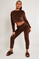 Chocolate Round Neck Teddy Sweatshirt - Delsie-Sweatshirts