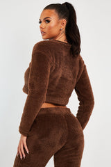 Chocolate Round Neck Teddy Sweatshirt - Delsie-Sweatshirts