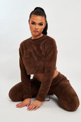 Chocolate Round Neck Teddy Sweatshirt - Delsie-Sweatshirts